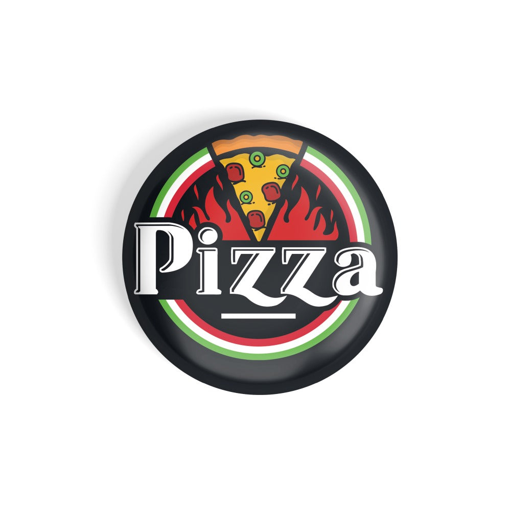 dhcrafts Round Fridge Magnet Black Food Lovers Pizza D6 Glossy Finish Design Pack of 1 (75 mm)